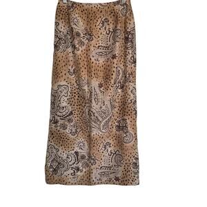 Vintage Y2K Worthington Sz 6 100% Silk Paisley Faux Wrap‎ Maxi Skirt Preppy